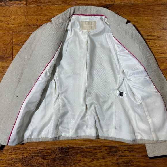 Banana Republic Textured Tweed Jacket Blazer - Beige & Navy Blue - Size 4 - Picture 4 of 6